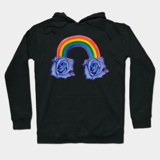 Violet rose with rainbow and clouds Hoodie